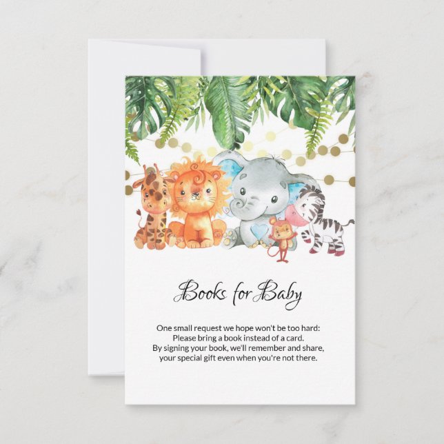 Jungle Baby Shower Books for Baby Card  (Front)