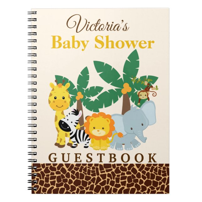 Jungle Baby Shower Chevron Custom Guest Book (Front)