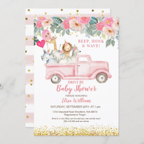 Jungle Baby Shower Drive By Baby Shower Invitation