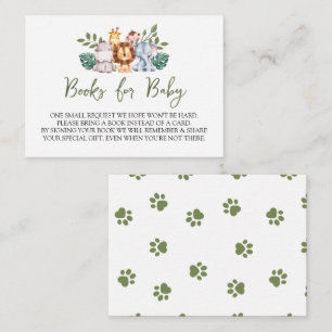 Jungle Baby Shower Elephant Books for Baby Enclosure Card