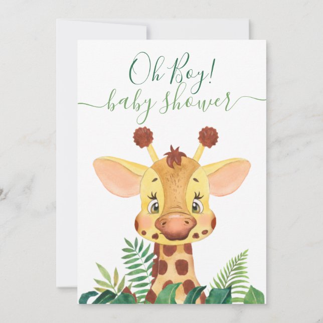 Jungle Baby Shower Giraffe Invitation (Back)