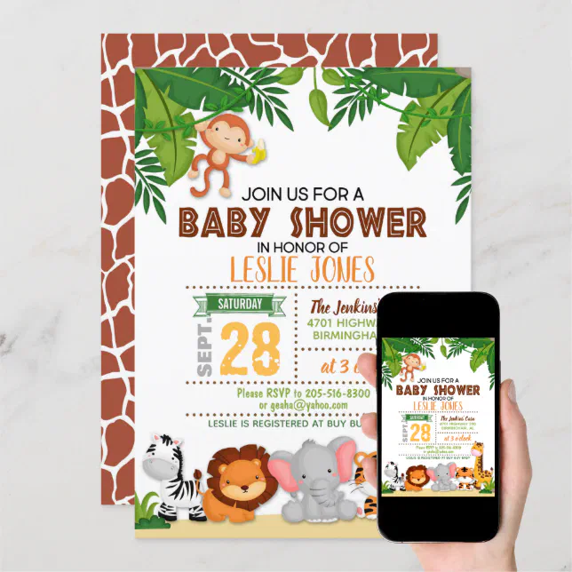 Jungle Baby Shower Invitation | Zazzle