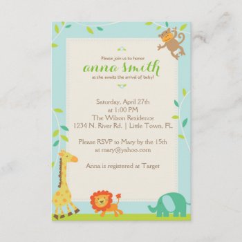 Jungle Baby Shower Invitation by SunflowerDesigns at Zazzle