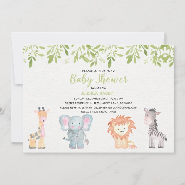 Jungle Baby Shower Invitation (Front)