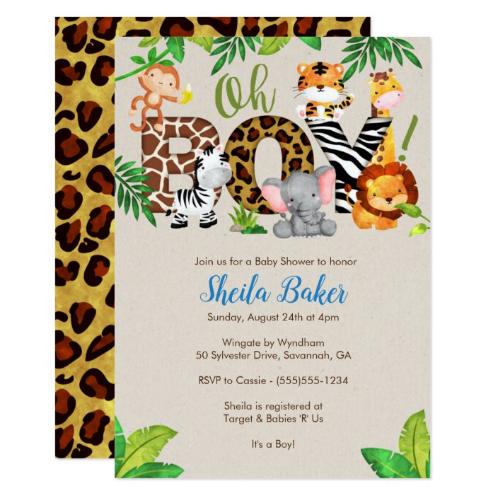 jungle theme baby shower invitations