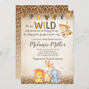 Jungle Baby Shower Invitation, Boy Elephant Baby Invitation