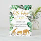 Jungle baby shower invitation Gold Animals (Standing Front)
