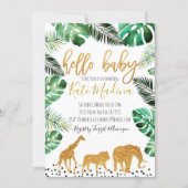 Jungle baby shower invitation Gold Animals (Front)