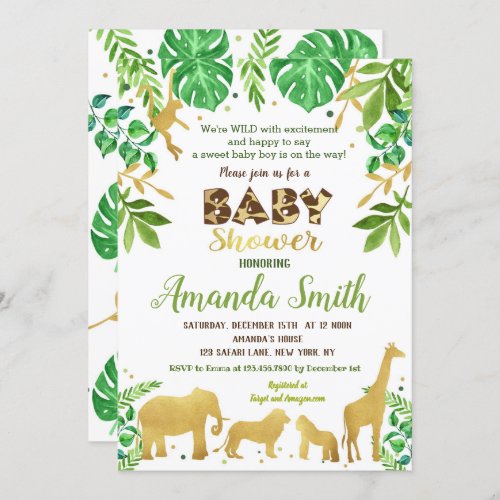 Jungle Baby Shower Invitation Safari Baby Shower Invitation