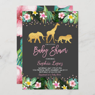 Jungle Baby Shower Invitation Tropical Baby Shower