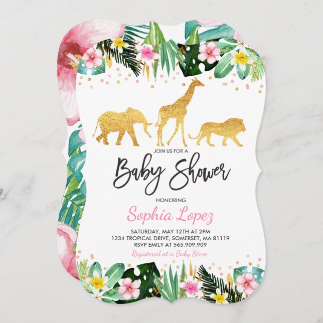Jungle Baby Shower Invitation Tropical Baby Shower (Front/Back)