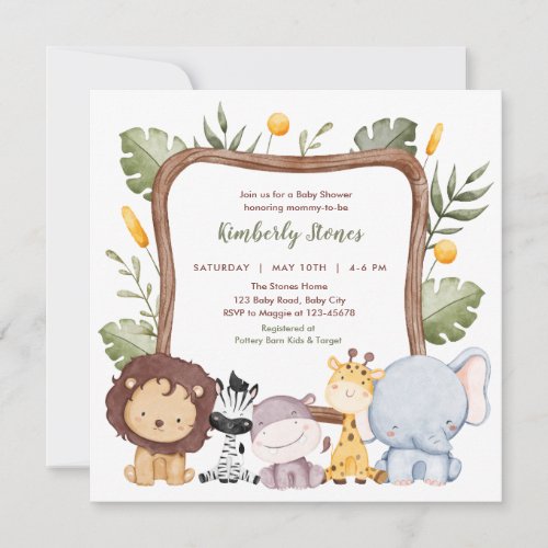 Jungle Baby Shower Invitations Boy Safari Lion