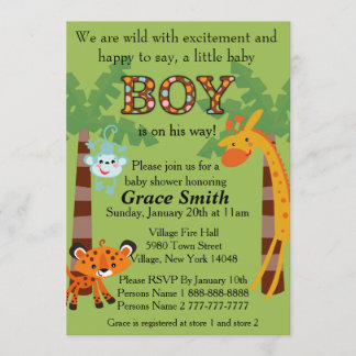 Jungle Baby Shower Invite "Boy"