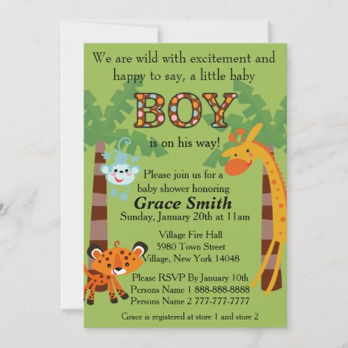 Jungle Baby Shower Invite Boy