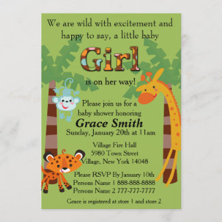 Jungle Baby Shower Invite "Girl"