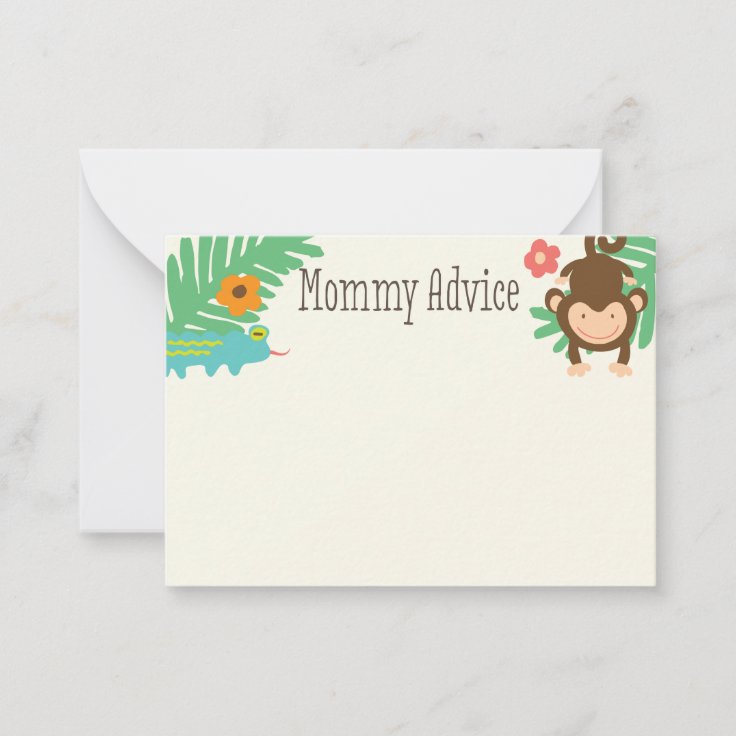 Jungle Baby Shower Mommy Advice Cards Zazzle