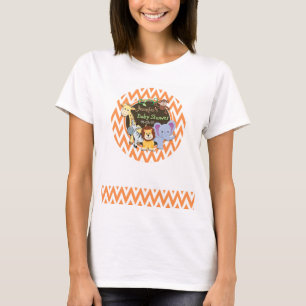 Jungle Baby Shower; Orange and White Chevron T-Shirt