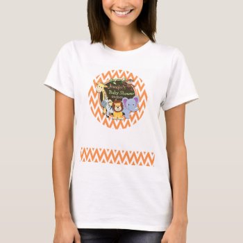 Jungle Baby Shower; Orange And White Chevron T-shirt by Favors_and_Decor at Zazzle