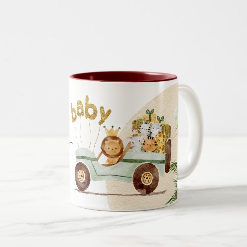 Jungle Baby Shower Personalize Party Favor Momento Two_Tone Coffee Mug