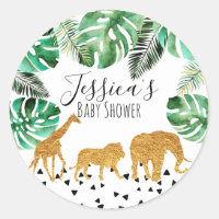 Jungle Baby Shower Stickers Gold Decorations