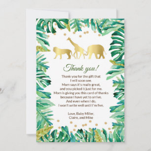 Jungle Baby Shower Thank You Card Cute Animals