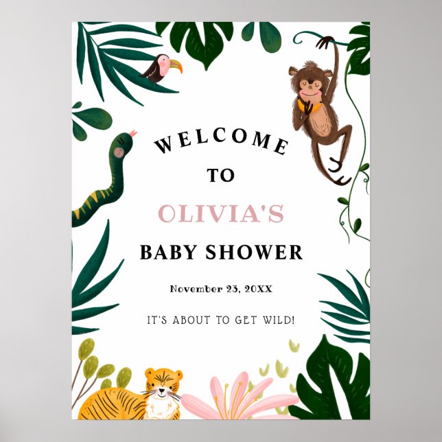 Jungle Baby Shower Welcome sign (Front)