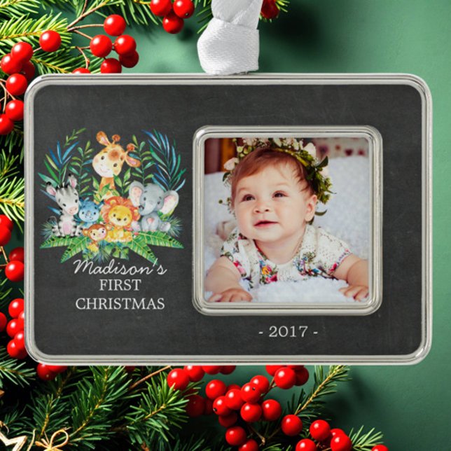 Jungle Baby's 1st Christmas Photo Ornament (Creator Uploaded)