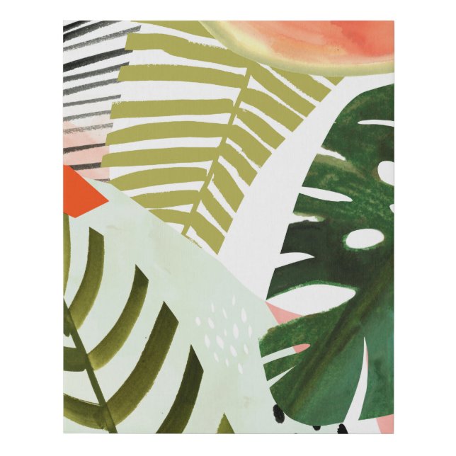 Jungle Beat Tropical Greenery Faux Canvas Print (Front)