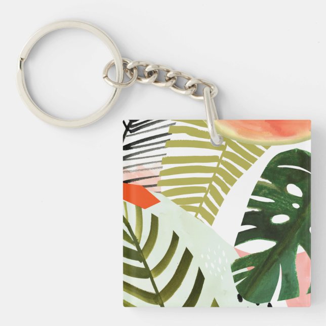 Jungle Beat Tropical Greenery Keychain (Front)