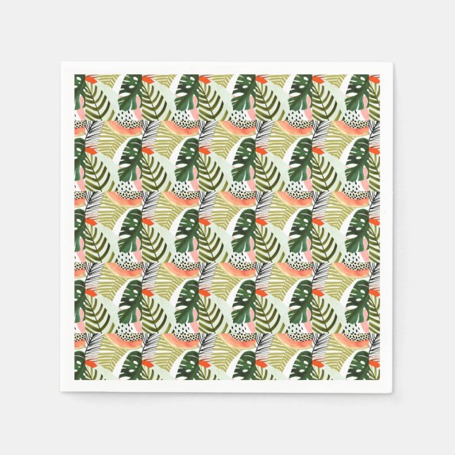 Jungle Beat Tropical Greenery Napkins (Front)