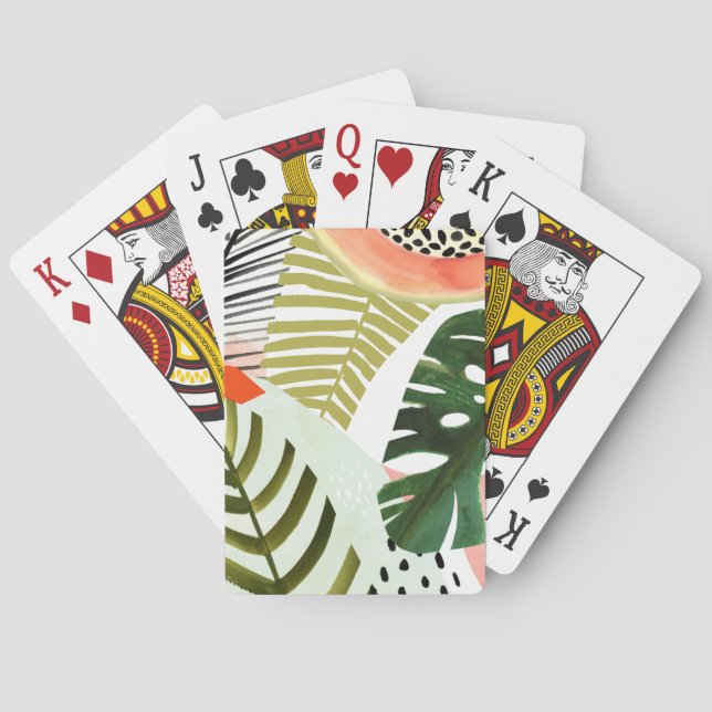 Jungle Beat Tropical Greenery Poker Cards (Back)