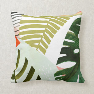 Jungle Beat Tropical Greenery Throw Pillow