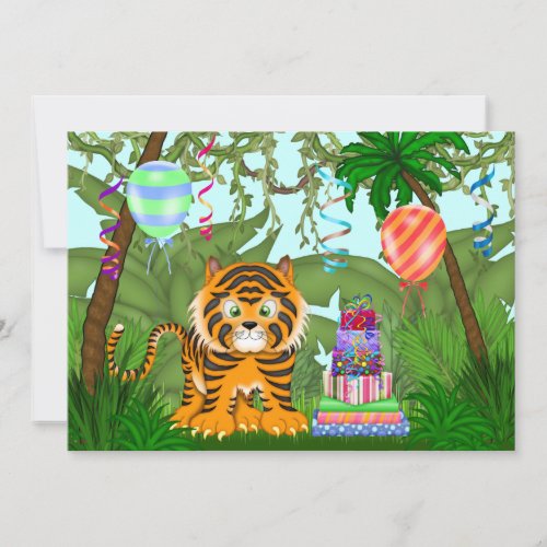 Jungle Bengal Tiger Birthday Party Invitation