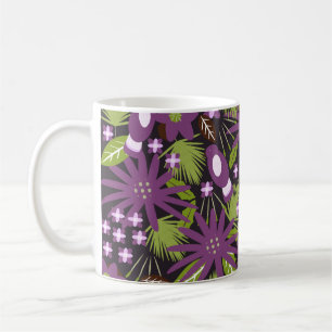 Jungle Bird Pattern Purple Greenery Tropical Coffee Mug