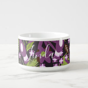 Jungle Bird Pattern Purple Greenery Tropical Plant Bowl