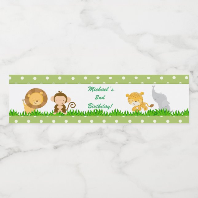 Jungle Birthday Bottle Label Boy Green (Single Label)