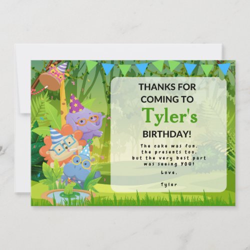 Jungle Birthday Party Thank You Card