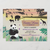 Jungle Birthday Safari Zoo Panda Birthday Invite (Front/Back)