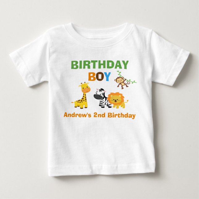 Jungle Birthday Tshirt Toddler Baby Kid Safari (Front)