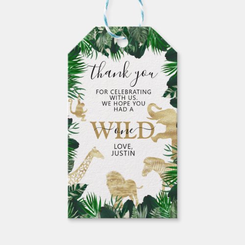 Jungle Birthday Wild one Favor Thank You Theme Gift Tags