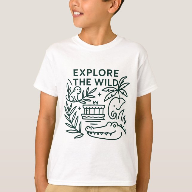 Jungle Boat Cruise, Theme Park, Minimalist Design T-Shirt (Front)