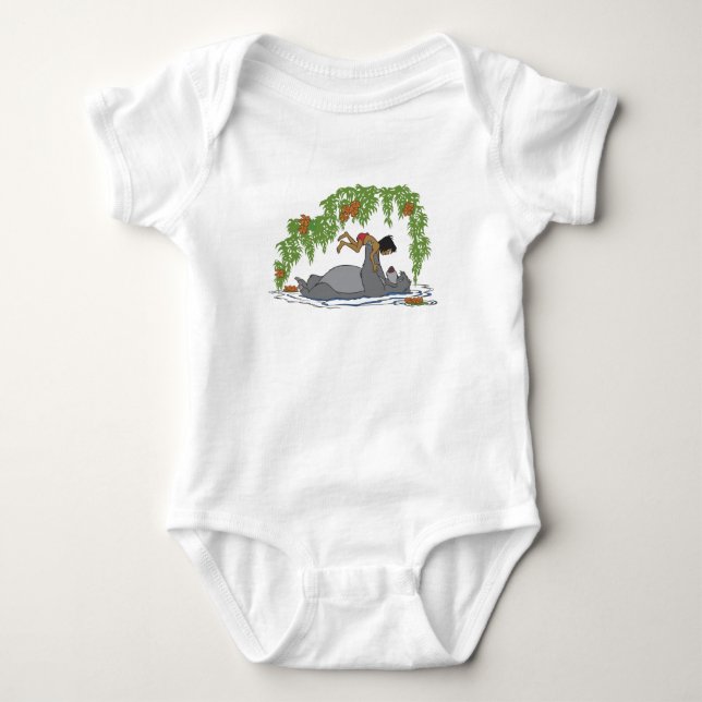 Jungle Book Baloo holding up Mowgli  Disney Baby Bodysuit (Front)