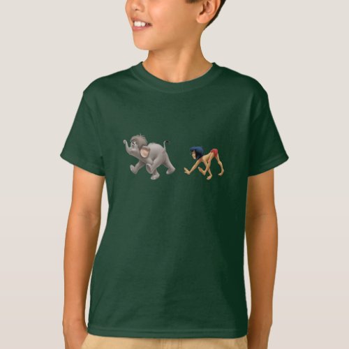 Jungle Books Mowgli and Baby Elephant marching T_Shirt
