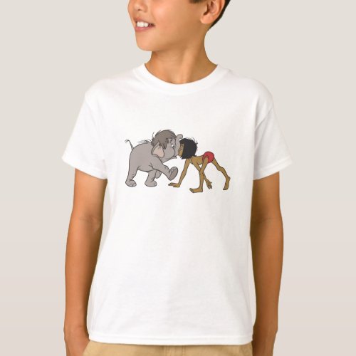 Jungle Books Mowgli With Baby Elephant Disney T_Shirt