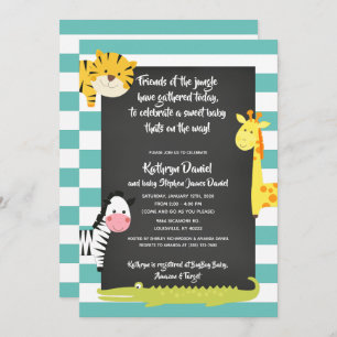 Jungle Boy Animal Chalkboard Baby Shower Invitation