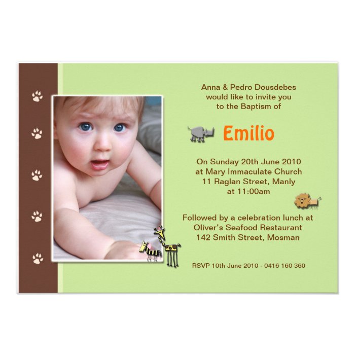 Jungle Boy Christening Invitations