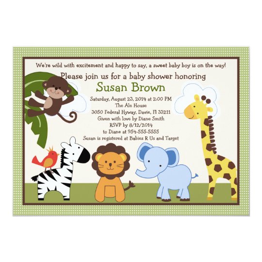 Jungle Buds Animals Baby Shower Invitation Zazzle Jungle Buds Animals Baby Shower Invitation