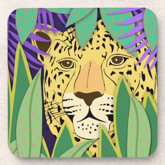 Jungle Cat Beverage Coaster (Front)