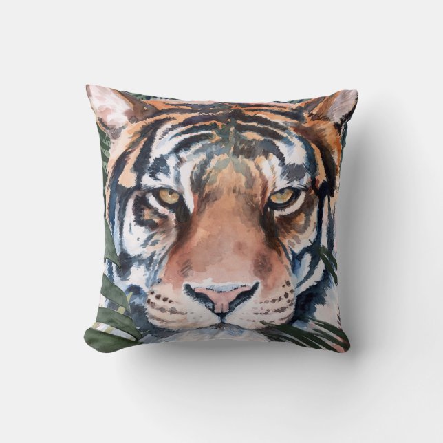 Jungle Cat - Tiger Throw Pillow (Front)