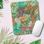 Jungle Cat Watercolor Mouse Pad<br><div class="desc">This mouse pad is the perfect way to brighten up your workspace featuring an original watercolor of a rainforest jungle full of exotic plants and a camoflauged jaguar taking a cozy nap among the foliage. A fun home or office item for jungle theme kids' rooms!</div>